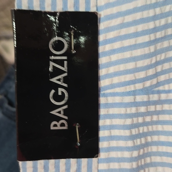 BAGAZIO STRIPED WHITE AND BLUE BALLROOM DANCE PANTS - Picture 6 of 6